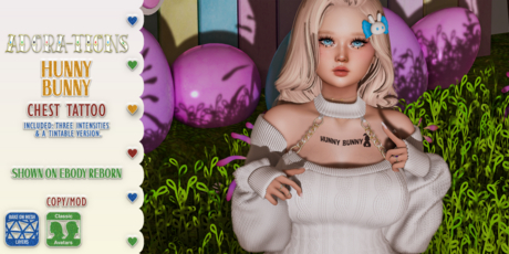 Second Life Marketplace - Adora-tions - Hunny Bunny Chest Tattoo